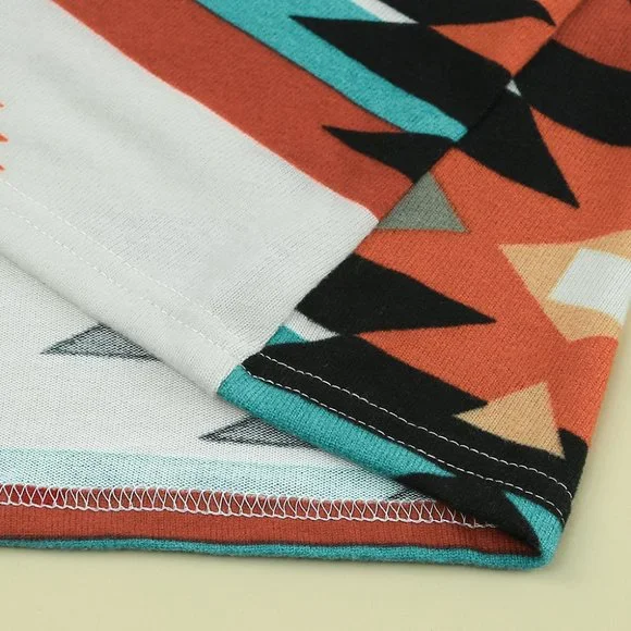 Aztec Southwest Western Multicolor Geometric Open Front Long Cardigan w/pockets - Picture 7 of 11